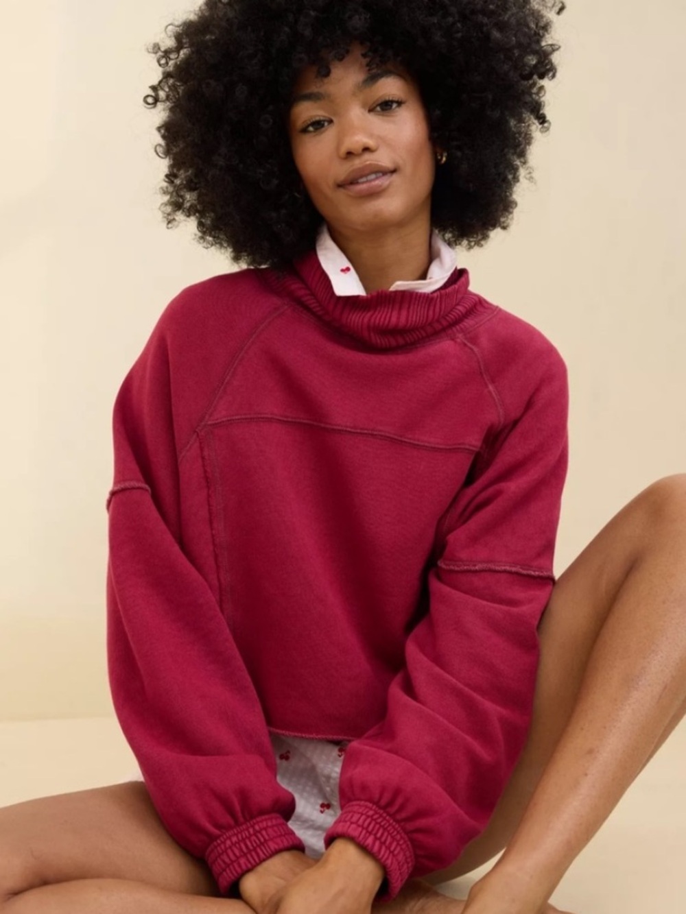 Aerie New Heights Turtleneck Crop Sweatshirt